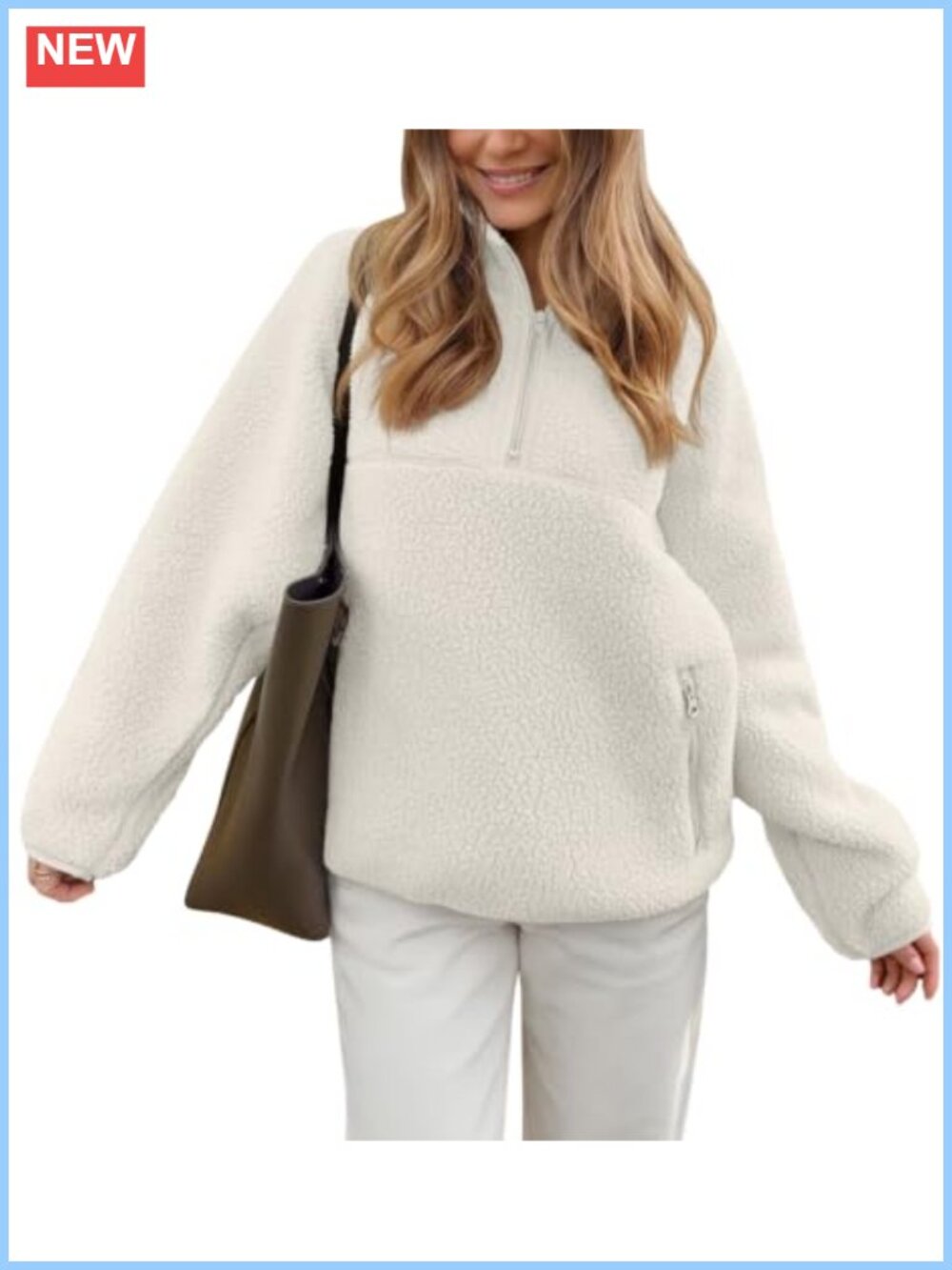 LASLULU Women's Sherpa Fleece Half Zip Pullover Jacket